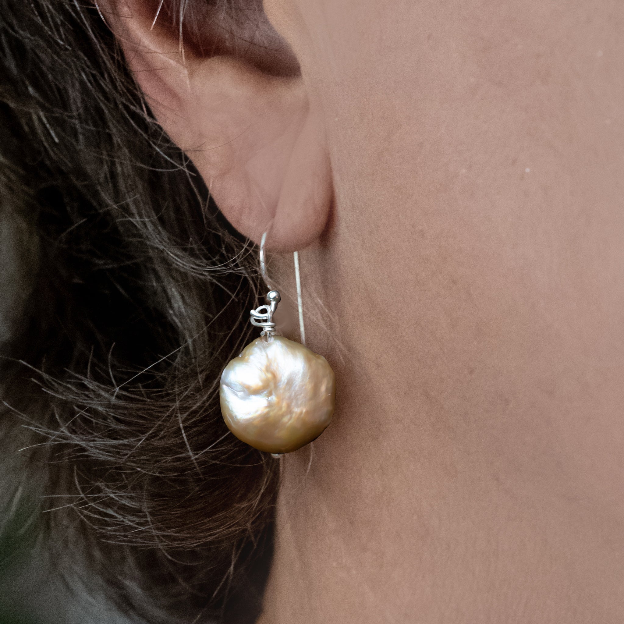 JEL010 - Sterling Silver Freshwater Pearl Hook Earrings