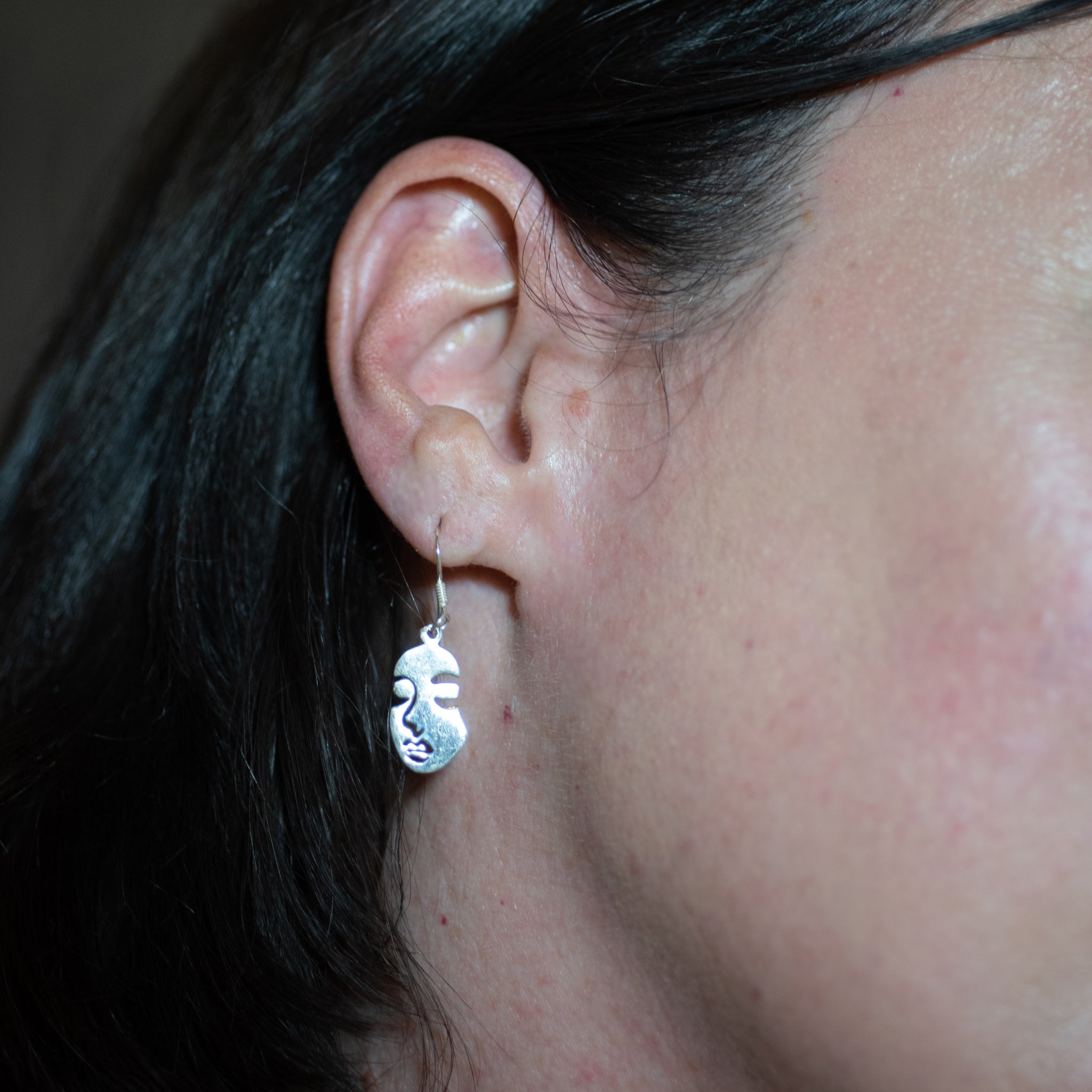 JH002 - Sterling Silver Face Hook Earrings