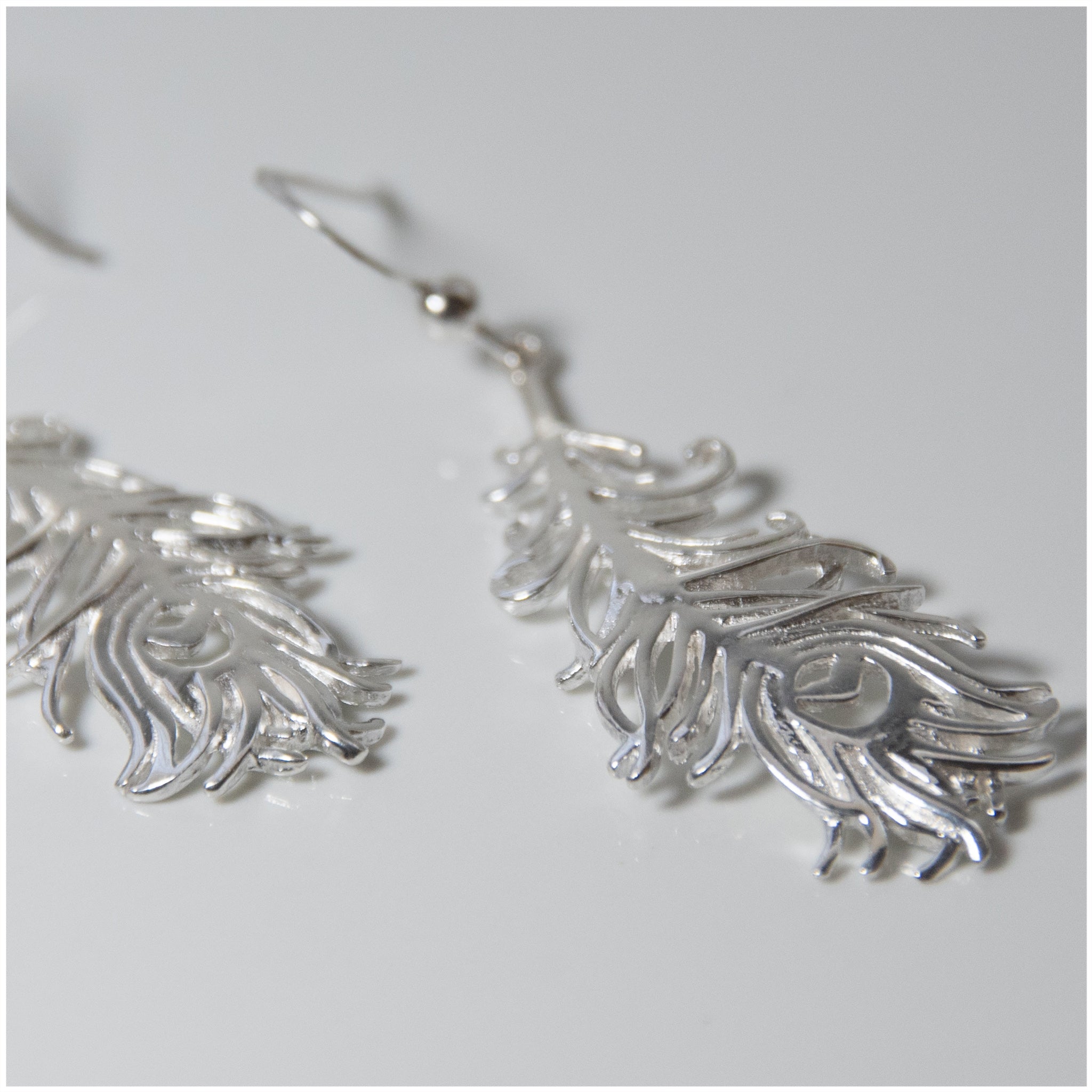 EL019 - Sterling Silver Feather Hook Earrings