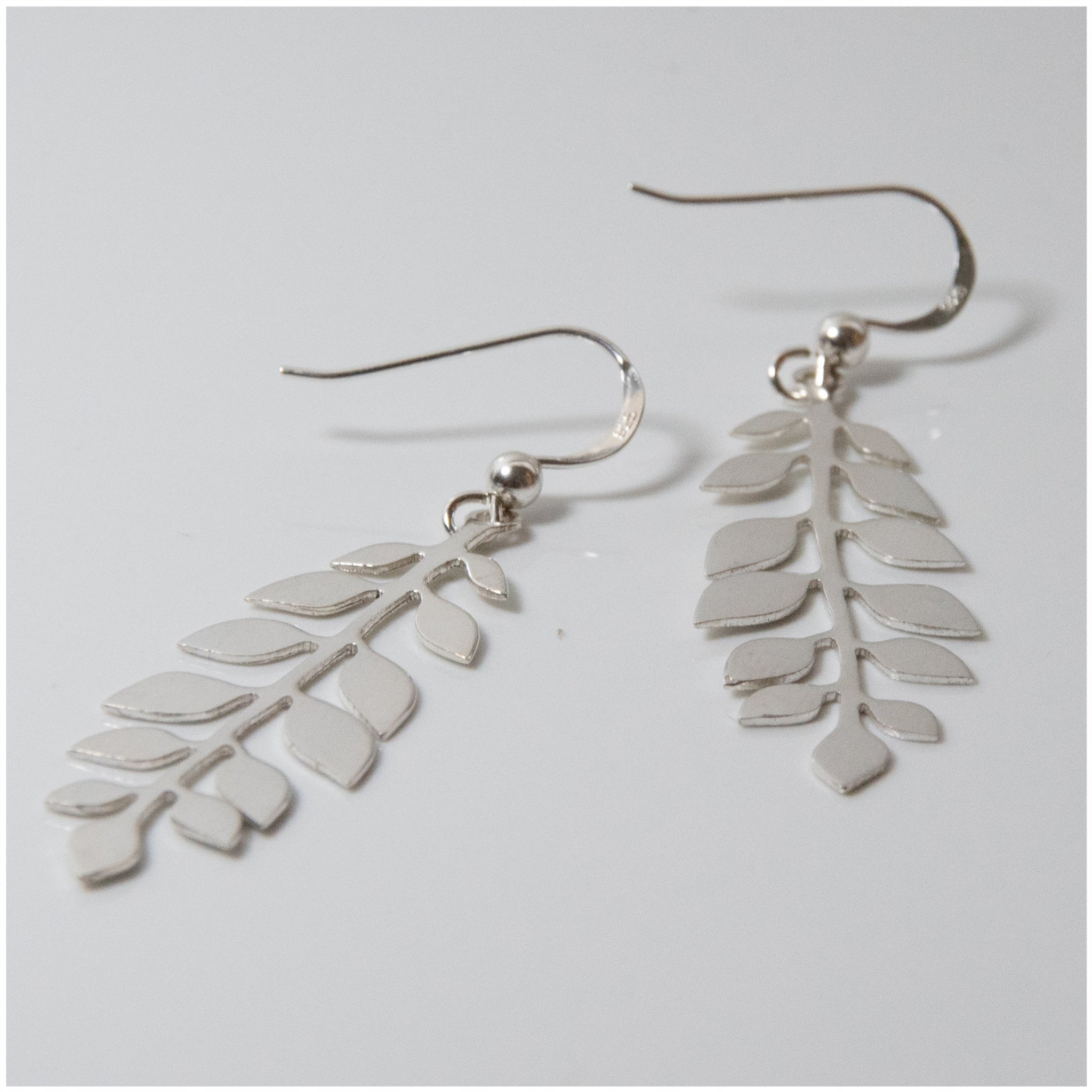 EL053 - Silver Leaf Hook Earrings