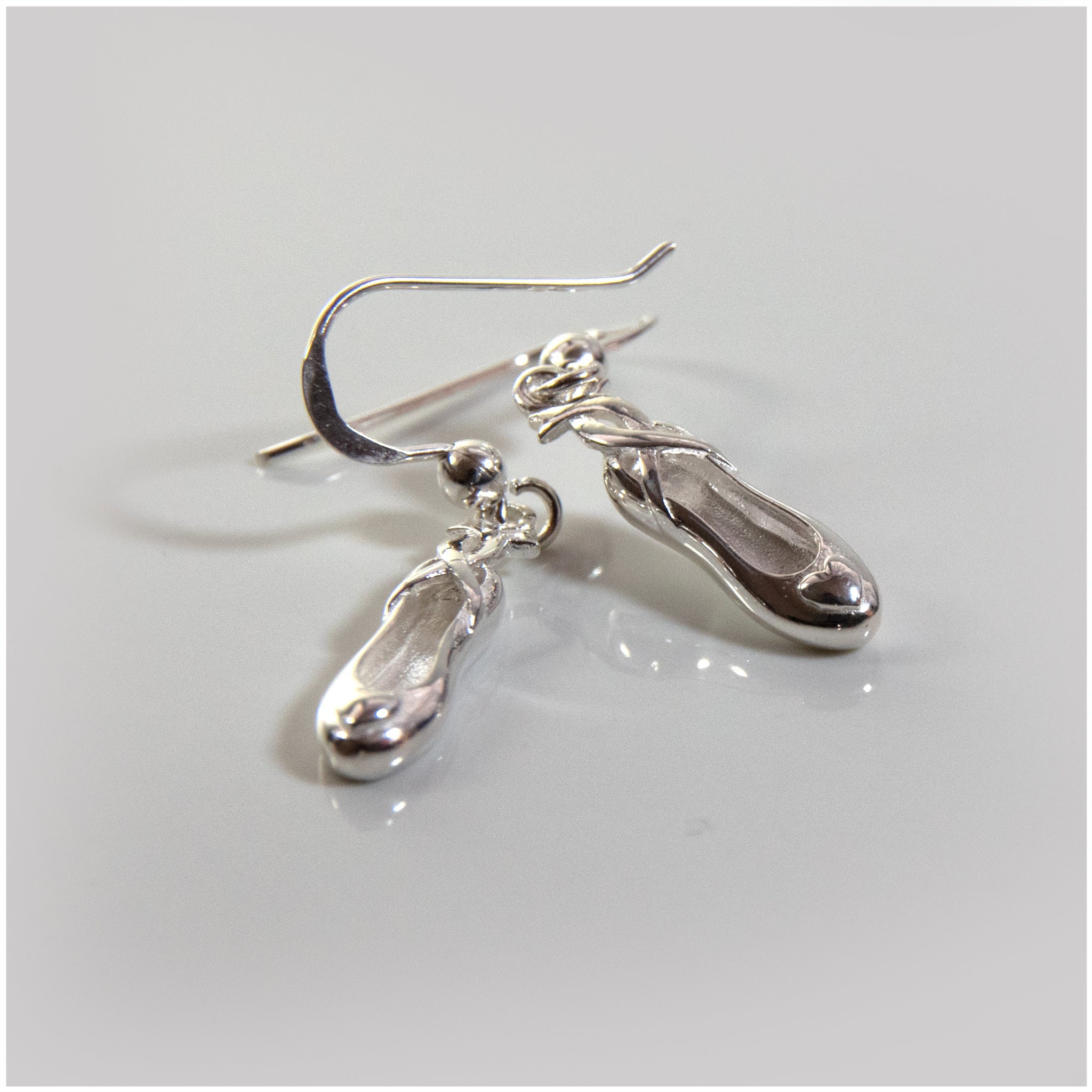 EL055 - Silver Ballet Shoes Hook Earrings