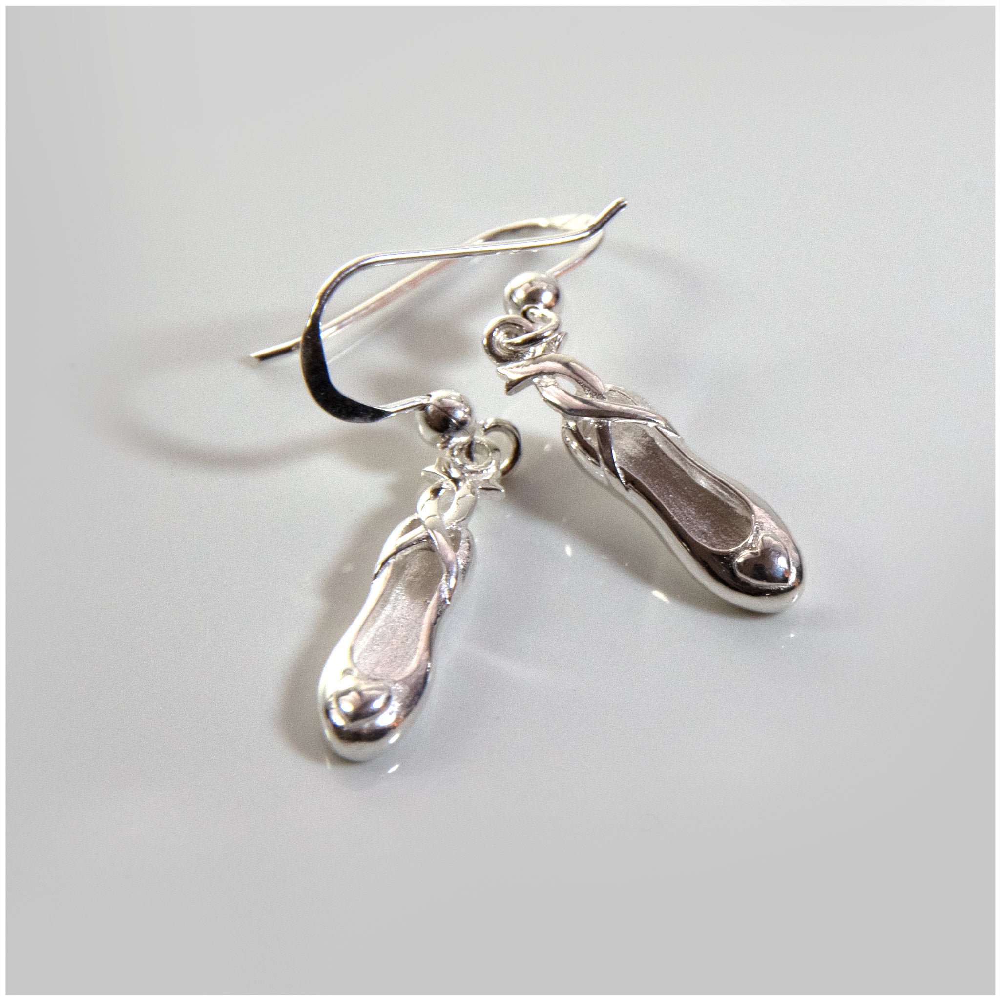 EL055 - Silver Ballet Shoes Hook Earrings