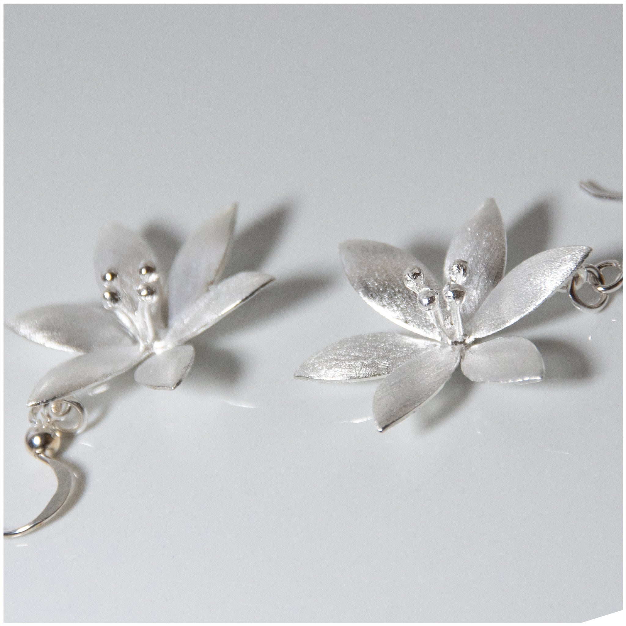 EL057 - Sterling Silver Matt Flower Earrings