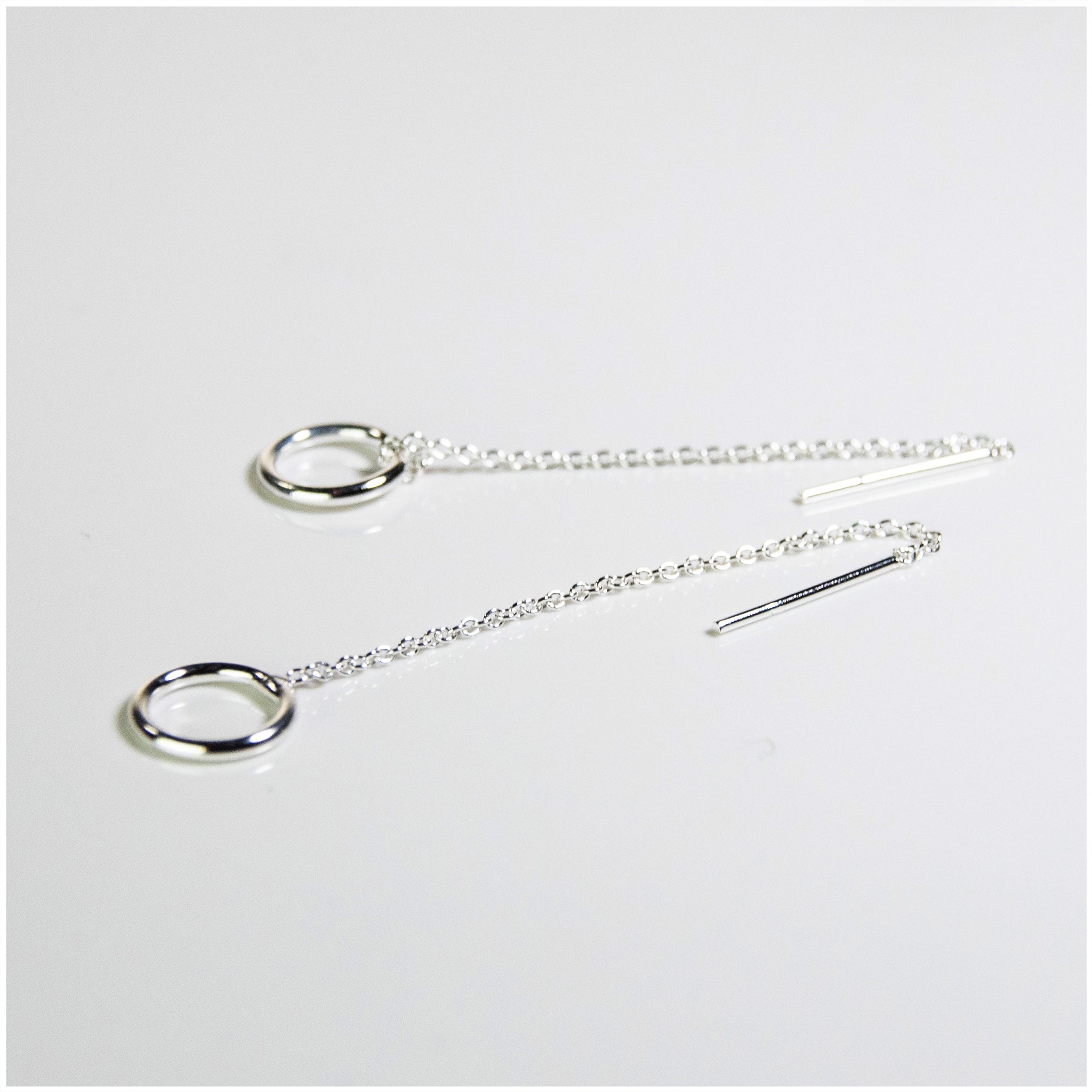 EL086 - Sterling Silver Circle Thread Earrings