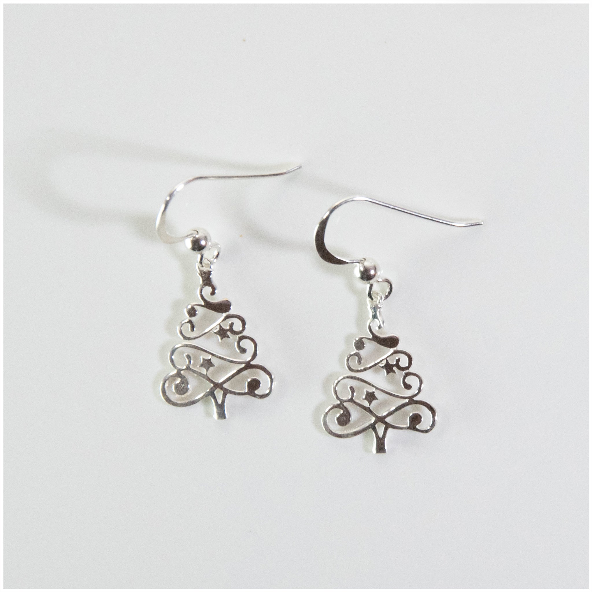 EL089 - Sterling Silver Christmas Tree Hook Earrings