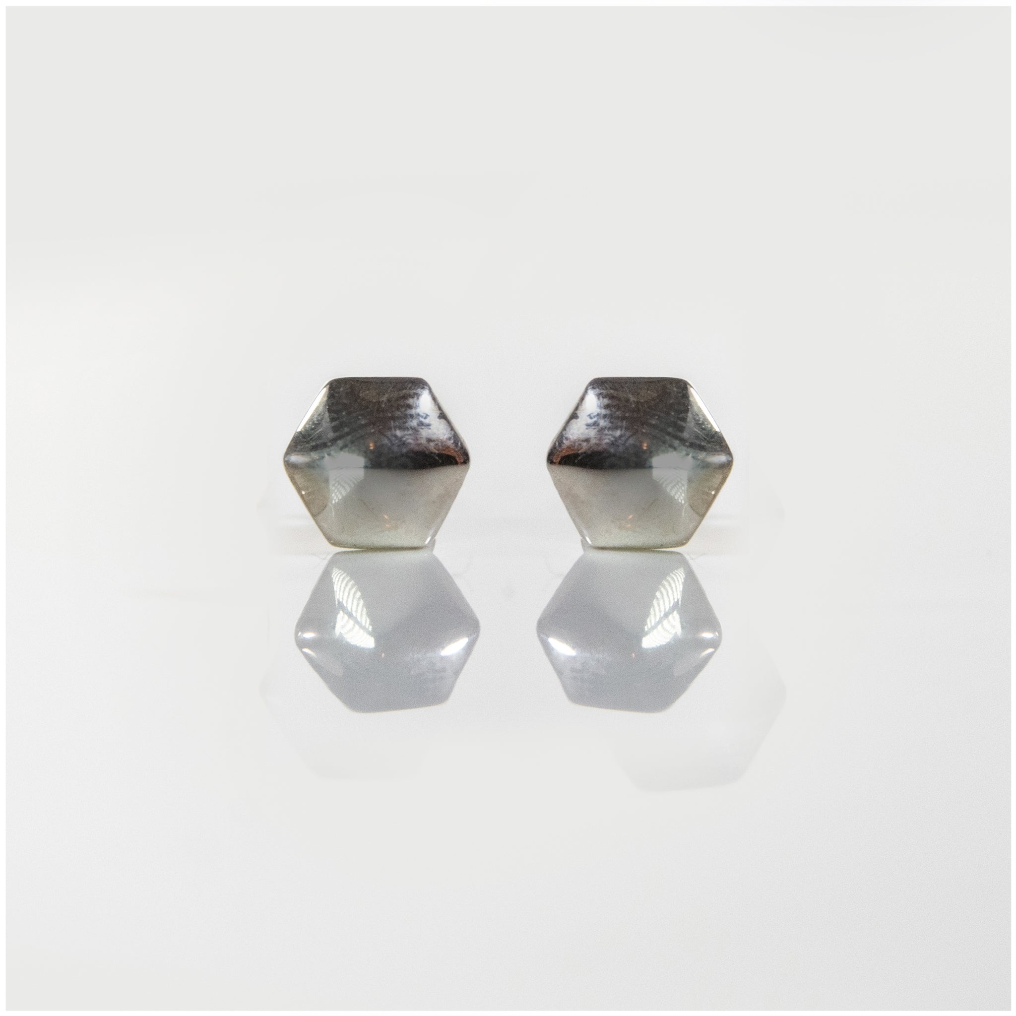 ES015 - Sterling Silver Hexagon Stud Earrings