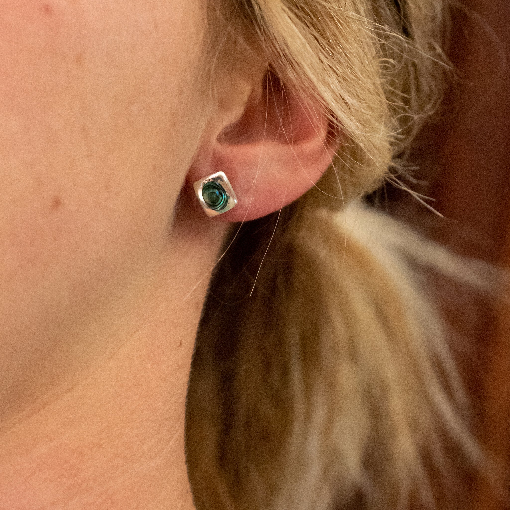 ES049 - Sterling Silver Rectangular Shell Earrings