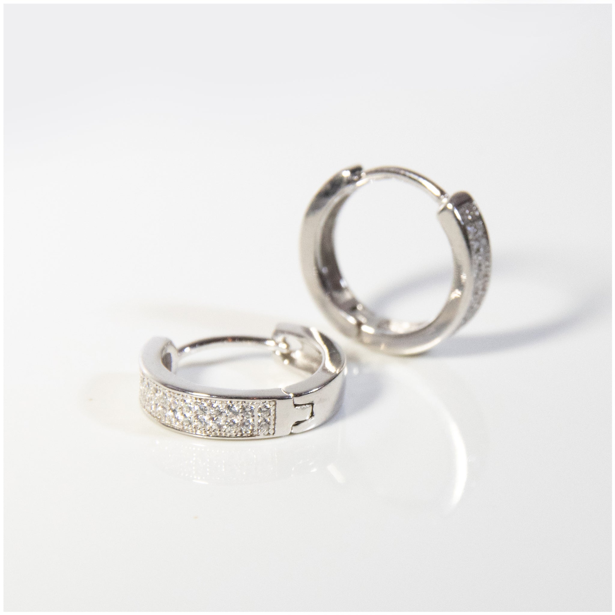 ES073 - Sterling Silver Hoop Earrings with CZ