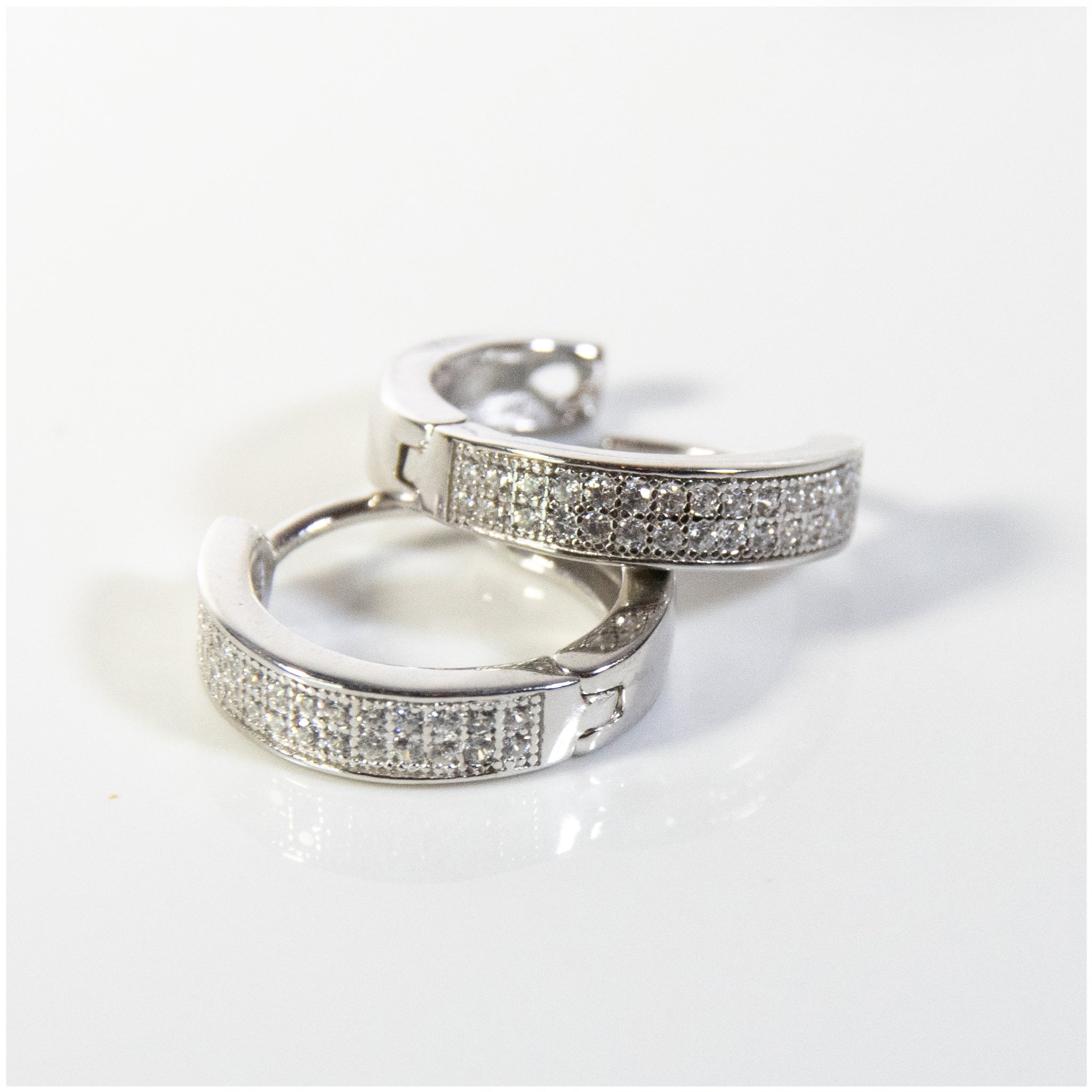 ES073 - Sterling Silver Hoop Earrings with CZ