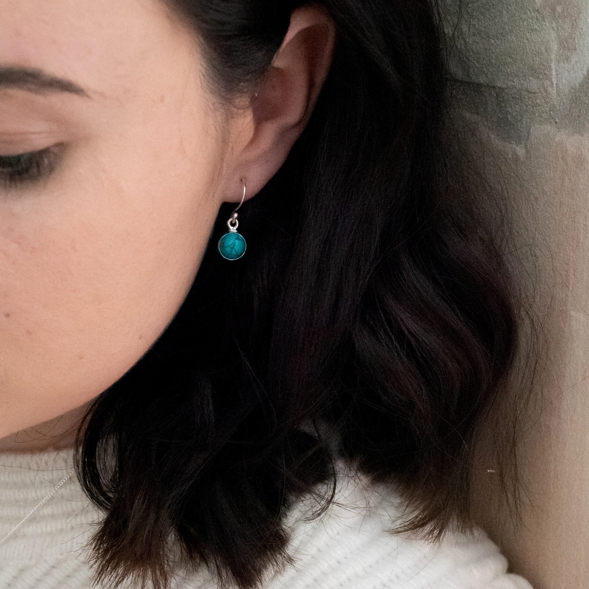 JEL014 - Sterling Silver Turquoise Hook Earrings