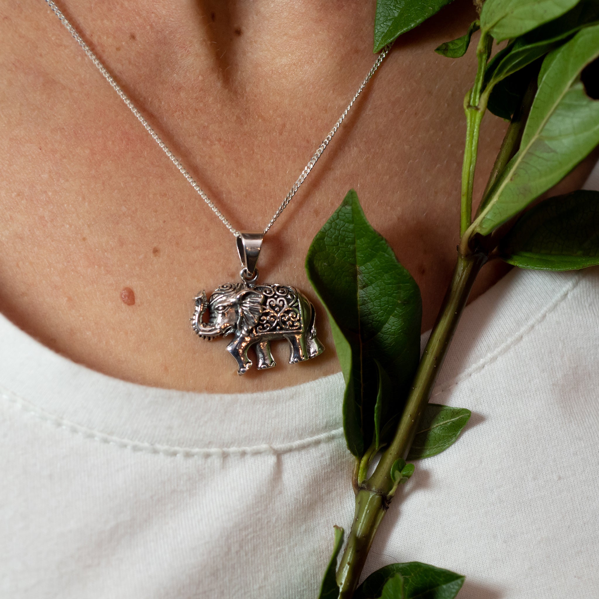 PS003C -Sterling Silver Elephant Pendant & Chain
