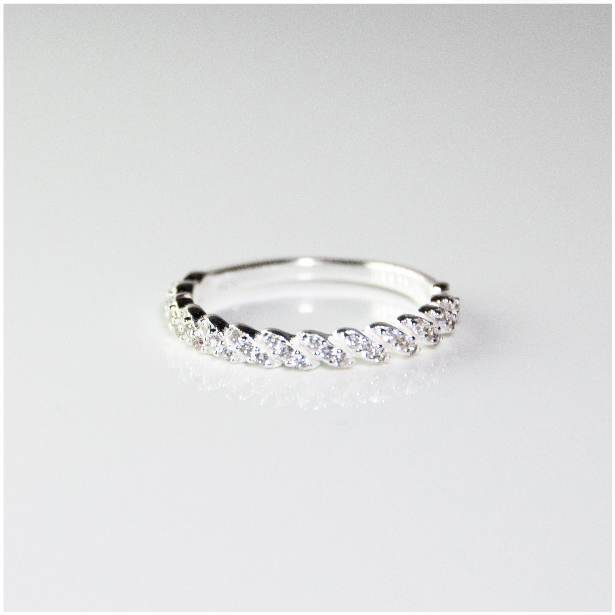 R045 - Sterling Silver Band Ring with CZ