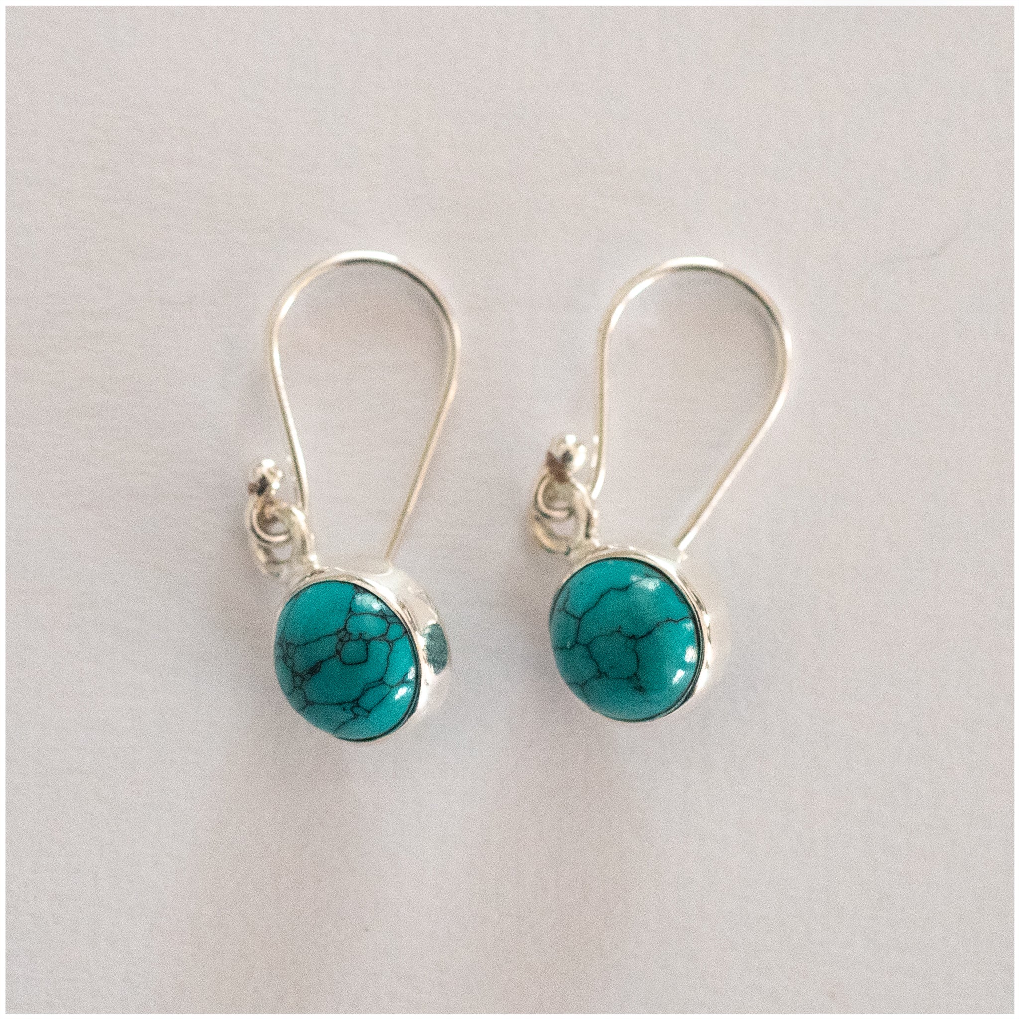 JEL014 - Sterling Silver Turquoise Hook Earrings